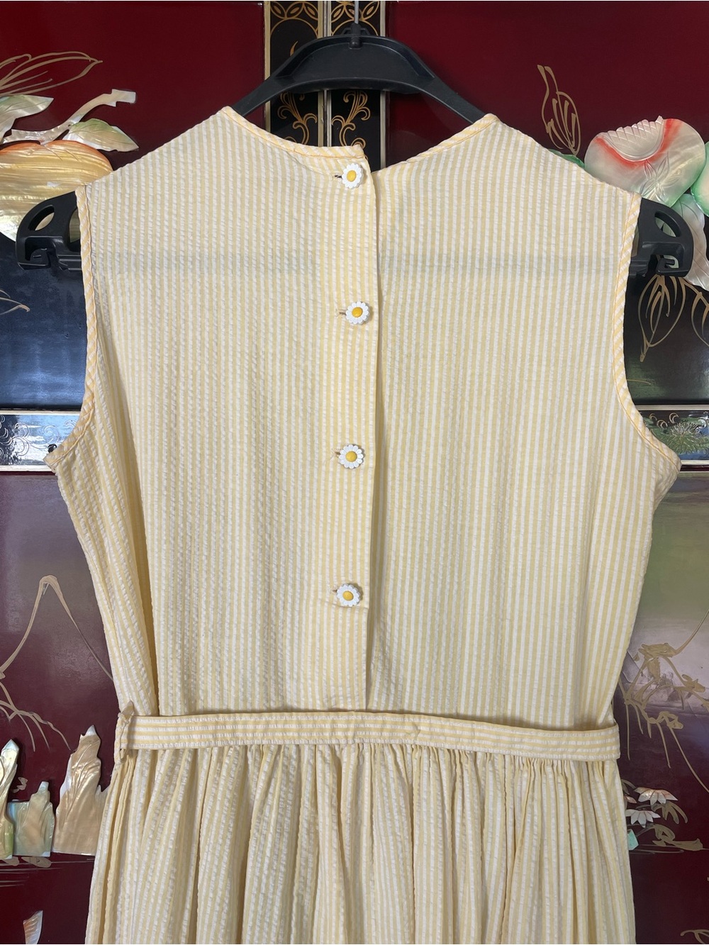 1950s daisy seersucker pleated dress - Picture 9 of 10